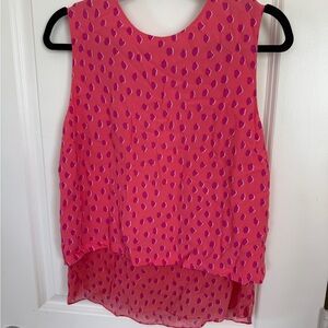 Kate Spade Pink and Purple Sleeveless Silk Patterned Blouse